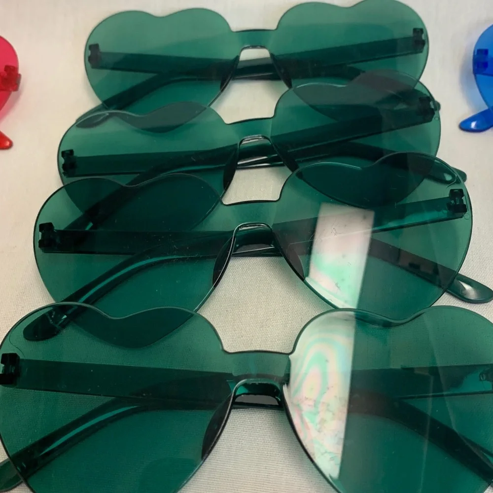 Kids Heart-Shaped Sunglasses Set Red, Green, Orange, Purple, Blue, Yellow,Clear